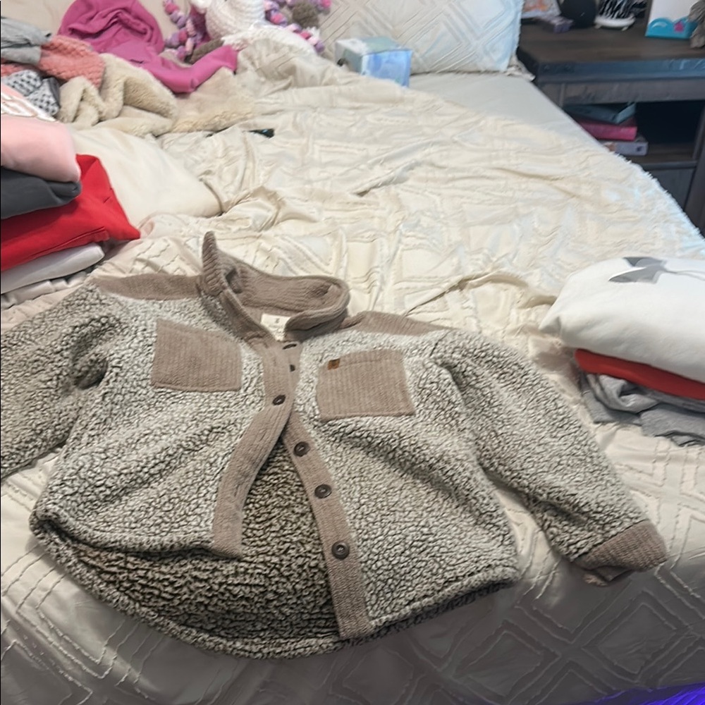 Simply Southern Kids Sherpa Jacket - Cream and Tan